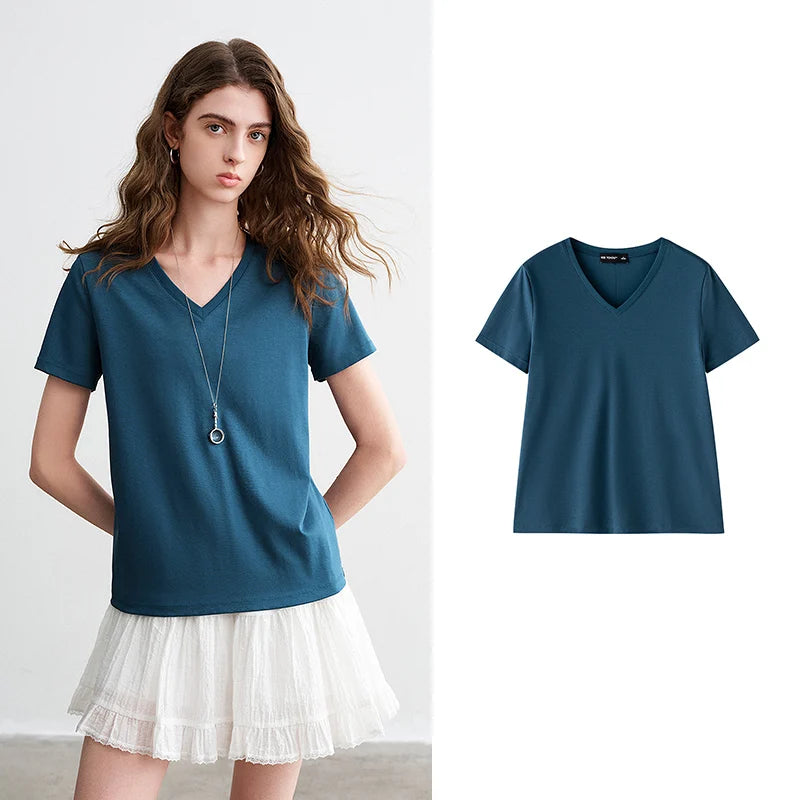 Camiseta Feminina de Algodão com Toque Acetinado