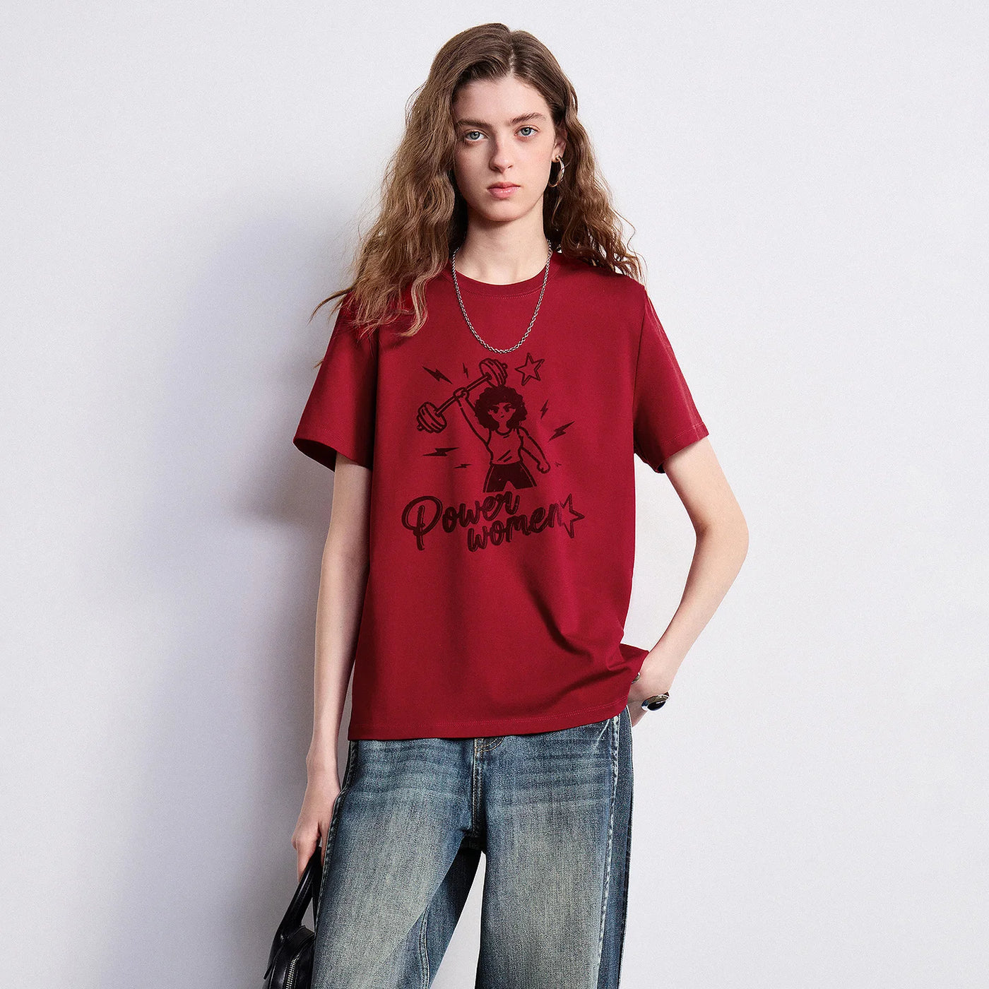 Camiseta Feminina Slim de Liocel e Algodão Vermelha