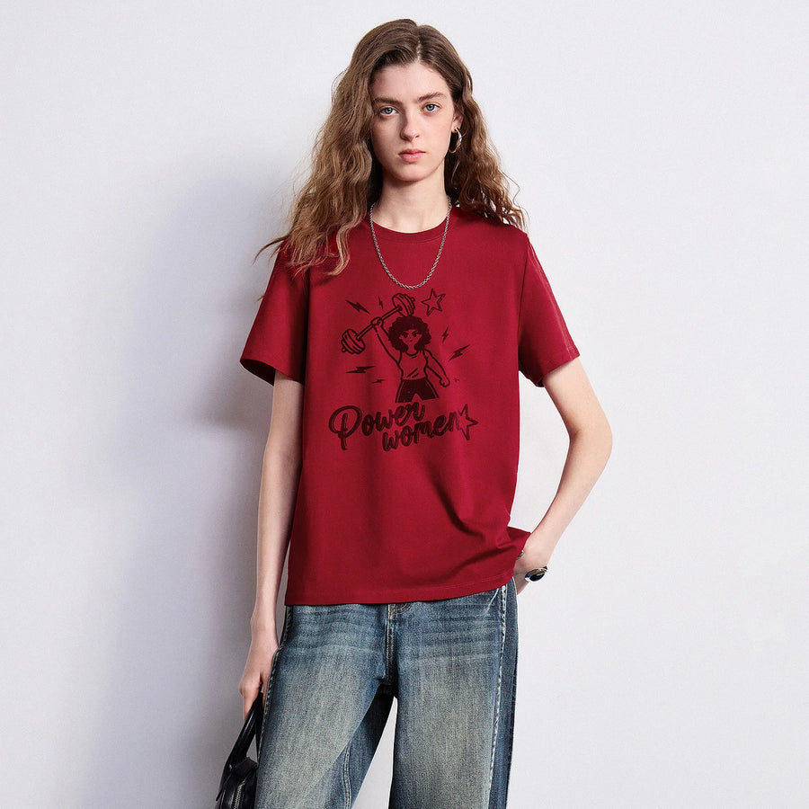 Camiseta Feminina Slim de Liocel e Algodão Vermelha
