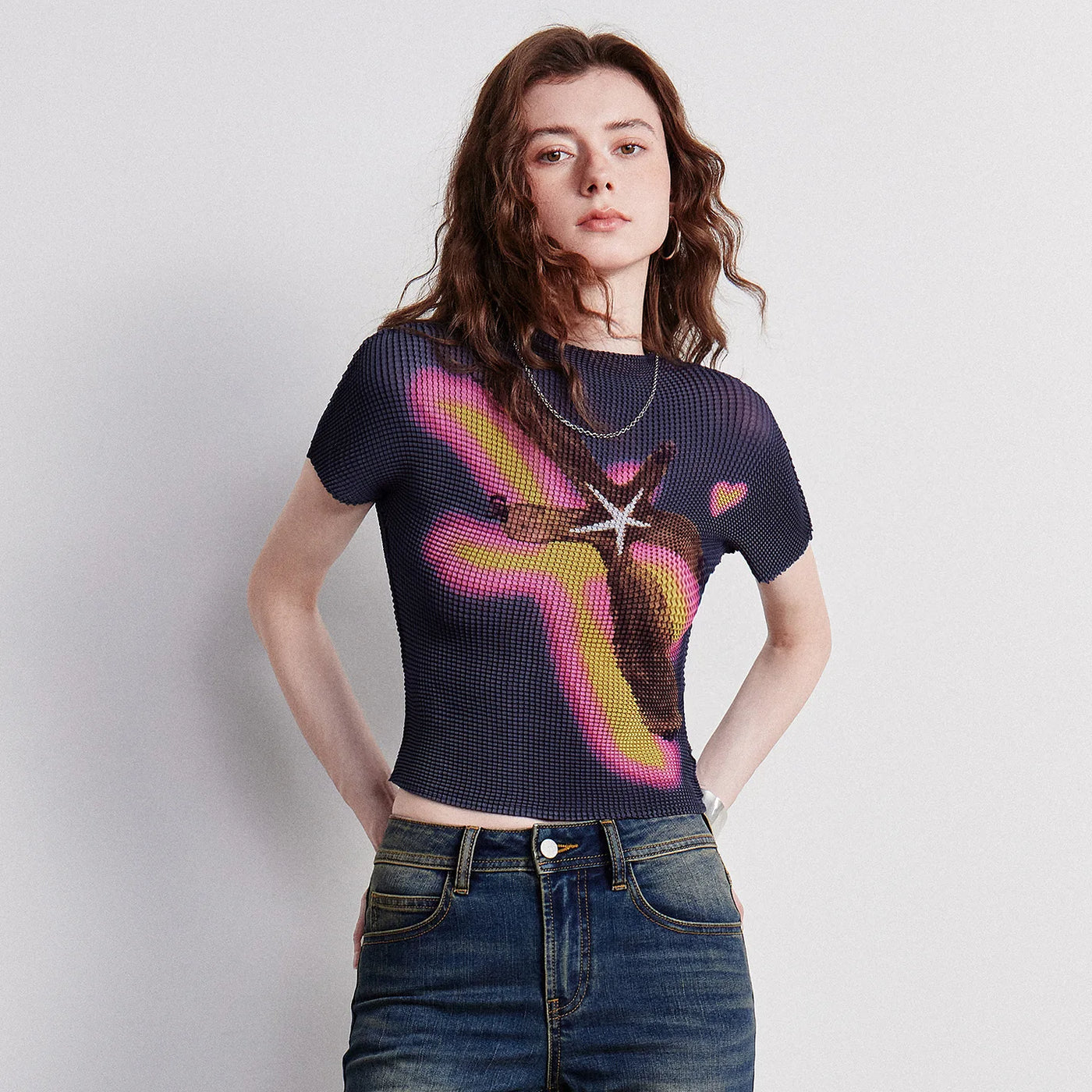 Blusa Feminina de Chiffon com Estampa Estrela do Mar
