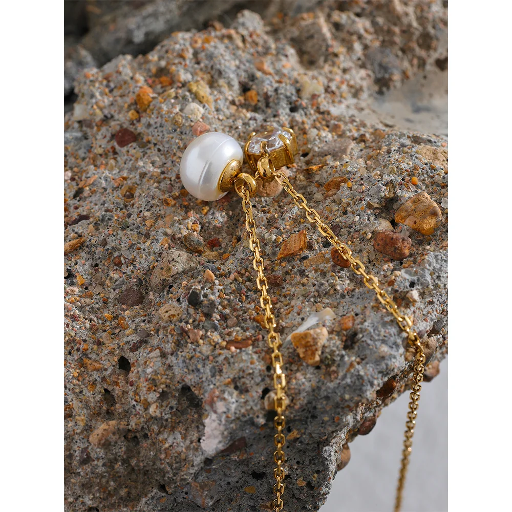 Colar Feminino Gota com Pérola em Aço Inoxidável 13