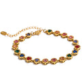 Yhpup Popular Shiny Cubic Zirconia Chain Luxury Necklace Bracelet Bangle Gold Color Platinum Plated Temperament Jewelry New G-Colorful Bracelet