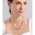 Conjunto Colar e Pulseira Gota com Zircônias Coloridas em Aço Inoxidável