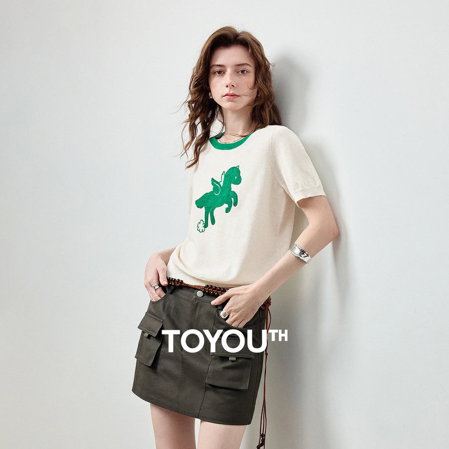 Blusa Feminina de Tricô com Estampa Pégaso e Textura