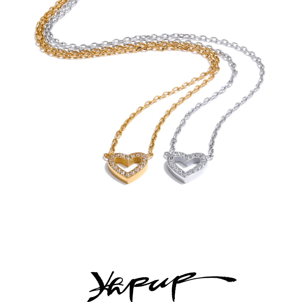 Colar Feminino Coração com Zircônia em Aço Inoxidável 5