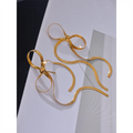 Yhpup Hot Style Stainless Steel Bowknot Blow Chain Long Tassel Drop Earrings 18K Gold Plated Minimalist Popular Jewelry