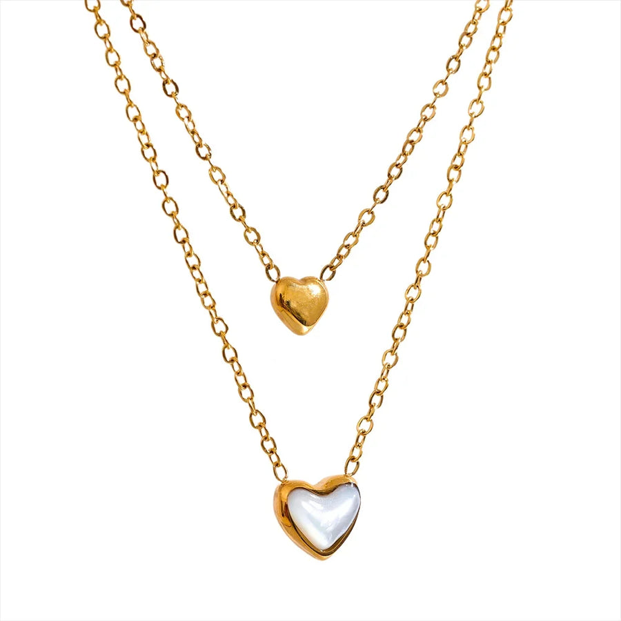 Colar Feminino de Camadas Coração em Aço Inoxidável YH2392A