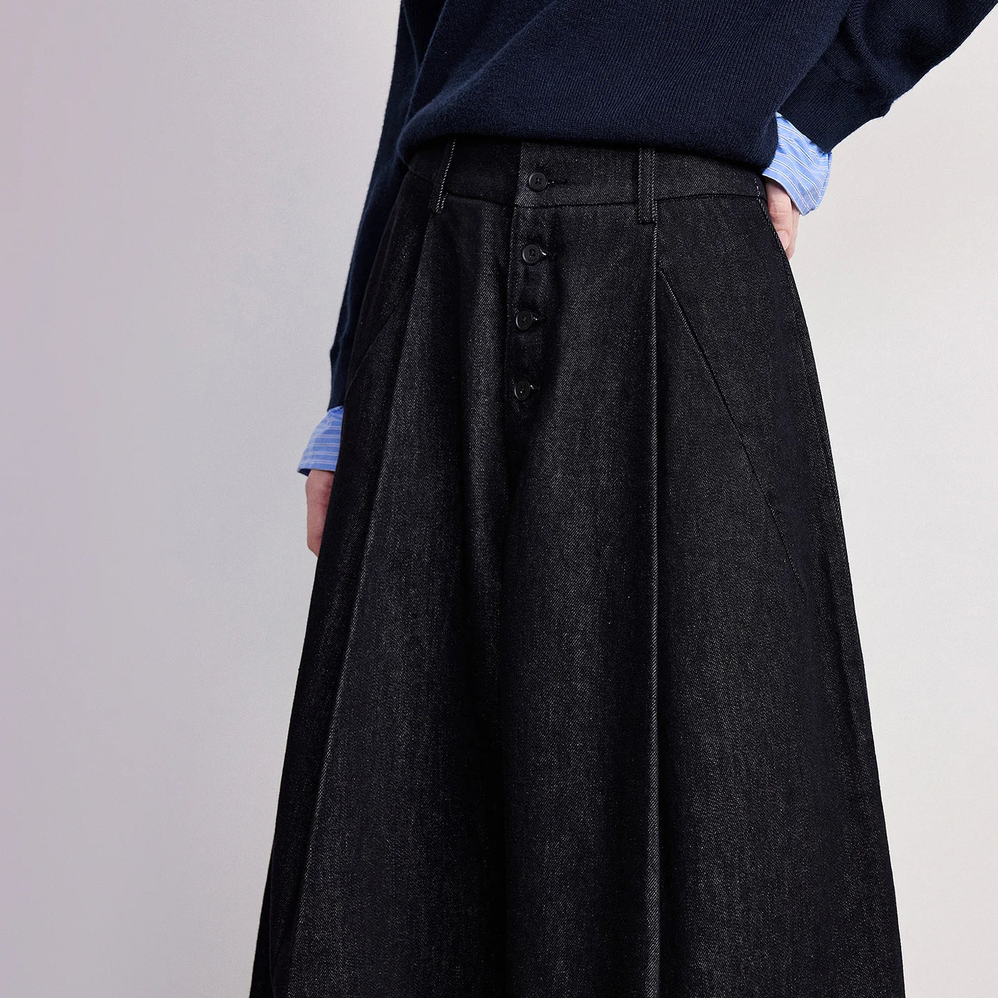 Calça Jeans Feminina Wide Leg Cintura Alta com Liocel