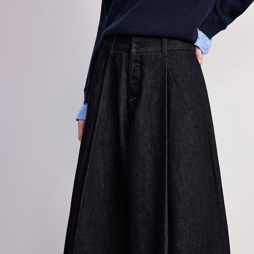 Calça Jeans Feminina Wide Leg Cintura Alta com Liocel
