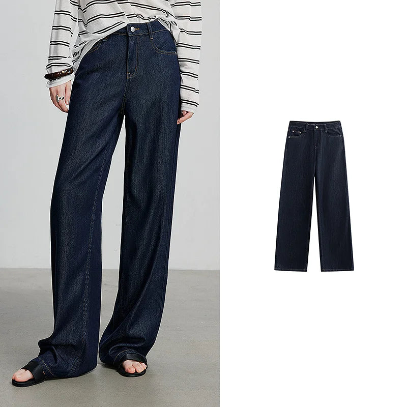 Calça Jeans Feminina Reta com Algodão e Acetato
