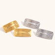 Brinco de Pino Quadrado Polido com Banho Ouro 18K
