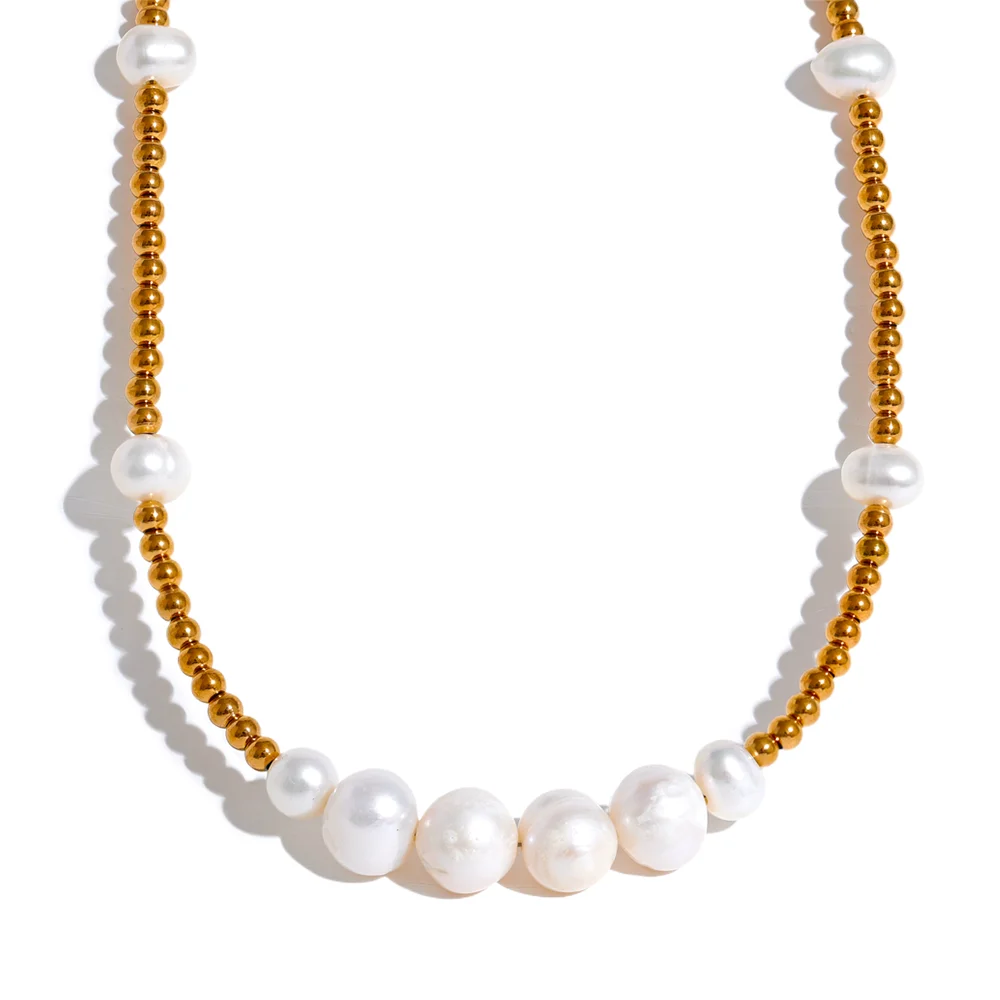 Colar Feminino Gota com Pérola em Aço Inoxidável 6 YH1366A Gold