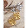 Yhpup 316l Stainless Steel Geometric Big Stud Earrings Waterproof Trendy Metal Texture Simple Jewelry Gift серьги тренд