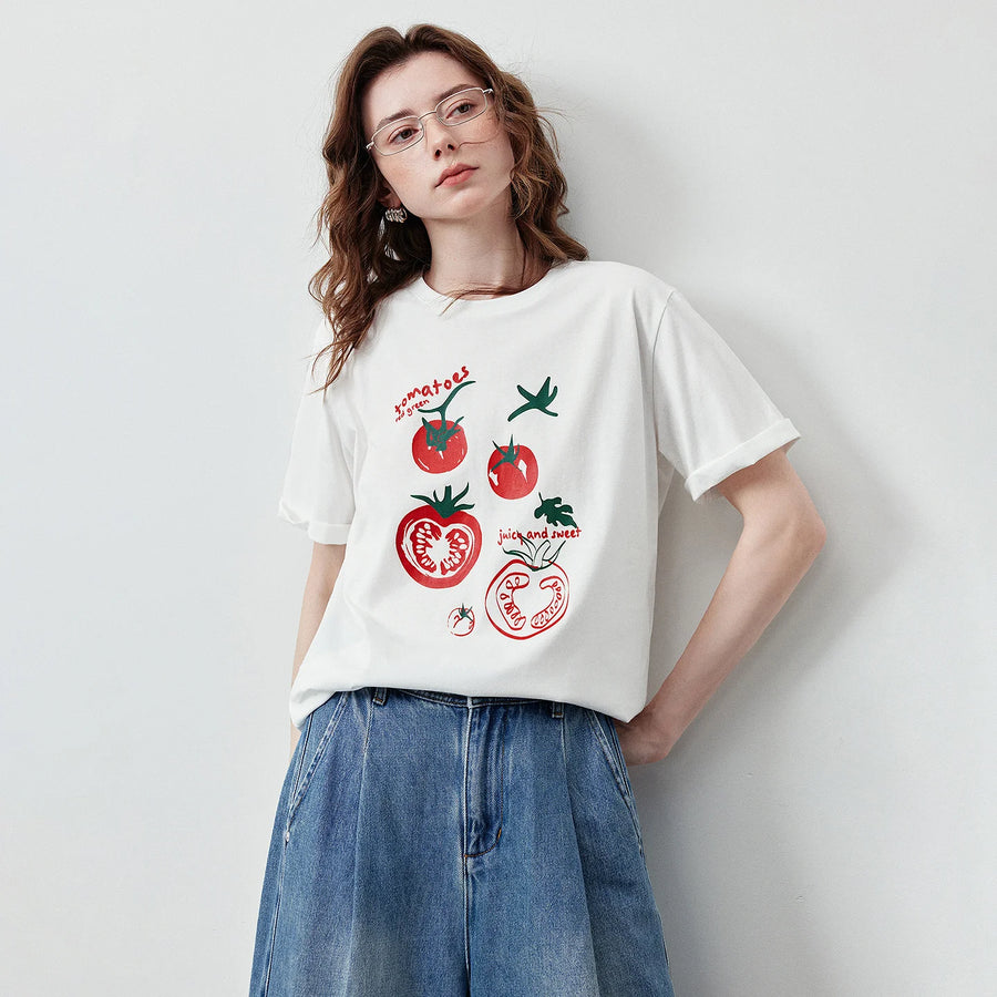 Camiseta Feminina Antibacteriana com Estampa Tomate