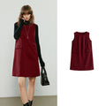 Vestido Colete Midi de Inverno para Sobreposição red