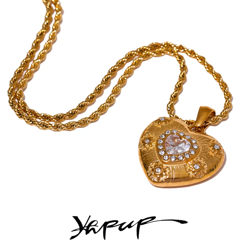 Colar Feminino Coração com Zircônia em Aço Inoxidável 2