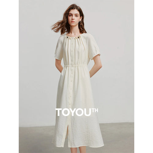 Vestido Midi Solto em Viscose com Manga Pétala