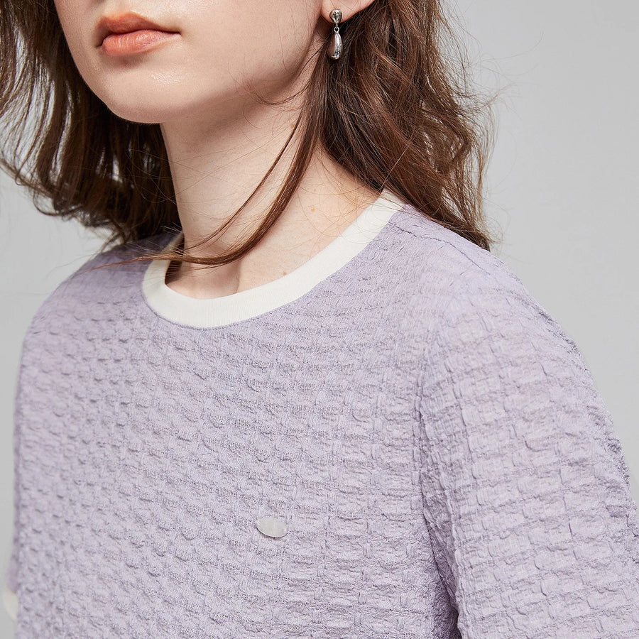 Blusa Feminina Texturizada Color Block com Pregas