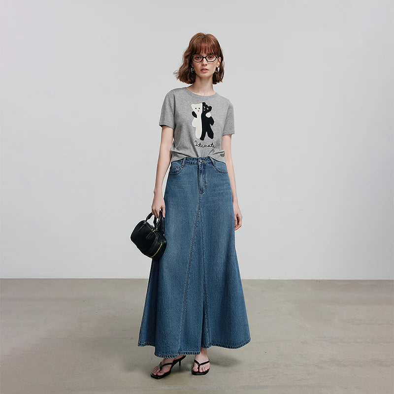 Blusa de Tricô Manga Curta com Bordado Divertido