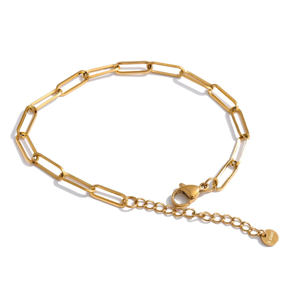 Yhpup Minimalist Stainless Steel Metal Chain Necklace Bracelet Bangle for Women 18K PVD Plated Golden Fashion Jewelry YH4554A Bracelet