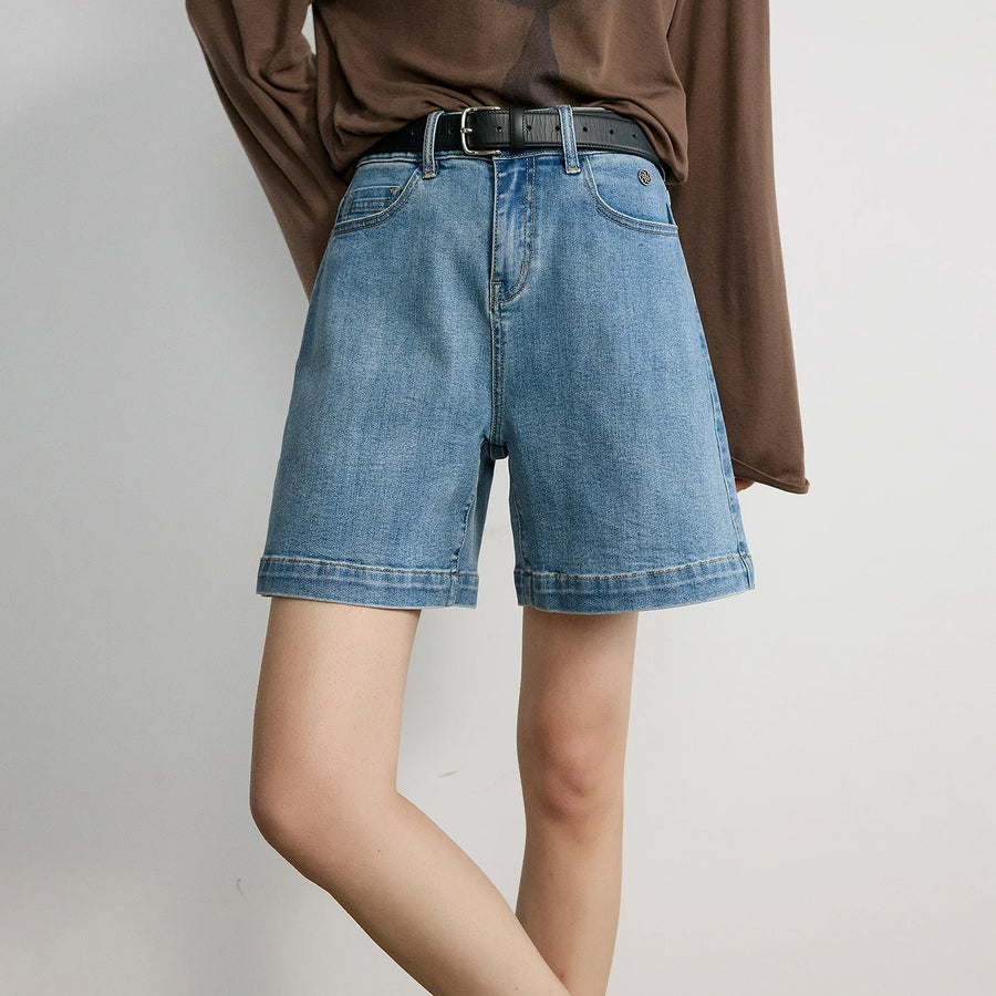Shorts Jeans Feminino Wide Leg com Elastano