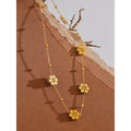 Colar Feminino Flor com Pérola em Aço Inoxidável