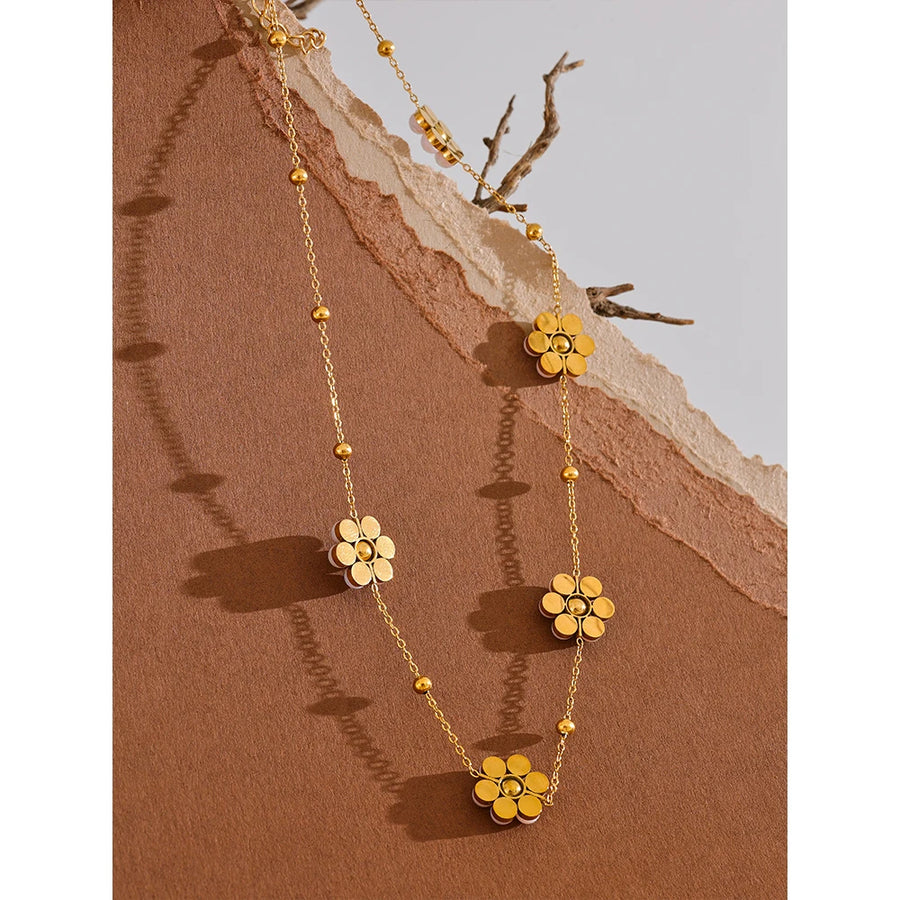 Colar Feminino Flor com Pérola em Aço Inoxidável