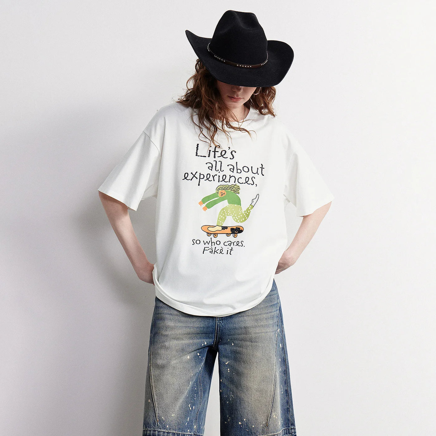 Camiseta Feminina de Liocel e Algodão com Letras