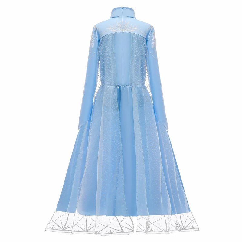 Vestido Feminino Infantil Elsa Frozen Para Meninas de 3-10 anos