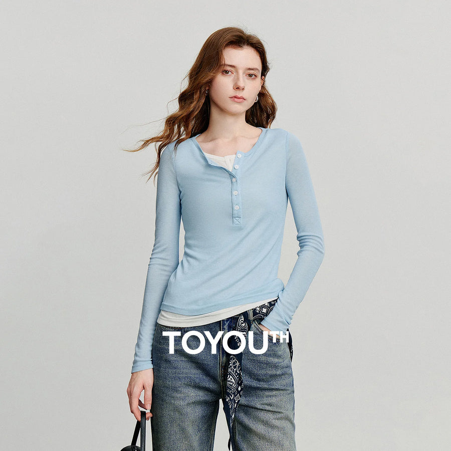Blusa Feminina Leve Color Block Efeito Duas Peças