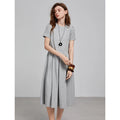 Vestido Midi de Algodão com Bordado e Manga Curta