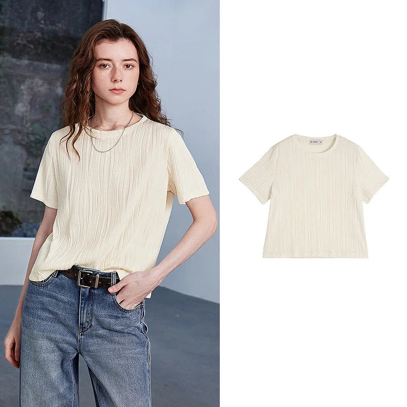 Blusa Feminina Texturizada com Gola Redonda