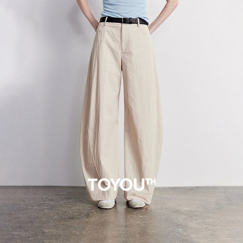 Calça Barrel Feminina Cintura Alta com Recortes