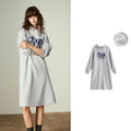 Vestido Moletom Midi com Capuz e Bordado de Cavalo Light Gray