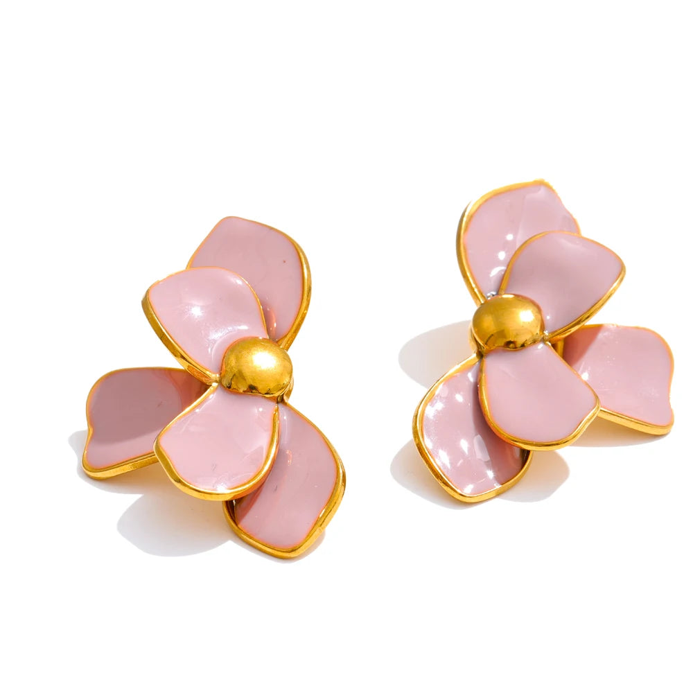 Brinco Flor de Pétalas Esmaltadas
