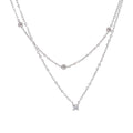 Colar Feminino de Camadas Gota com Zircônia em Aço Inoxidável 3 YH5310A Platinum