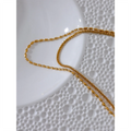 Colar Feminino de Camadas Gota com Contas decorativas em Aço Inoxidável