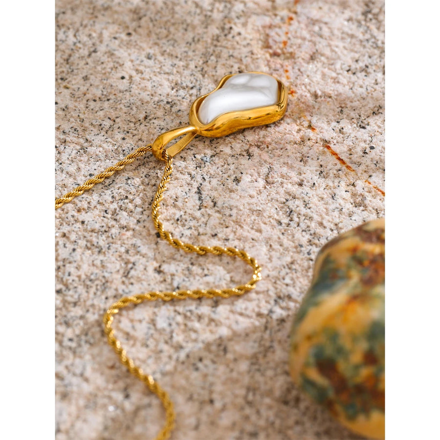 Colar Feminino Gota com Pérola em Aço Inoxidável 2