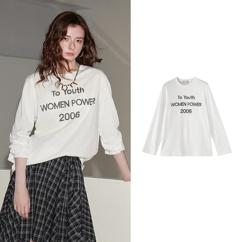 Blusa Feminina Manga Longa com Estampa de Letras