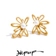 Brinco Pendente Flor com Pérola em Aço Inoxidável Ouro 4
