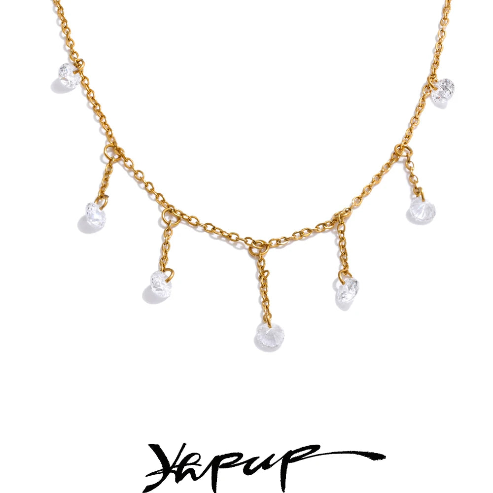 Colar Feminino Gota com Zircônia em Aço Inoxidável 4