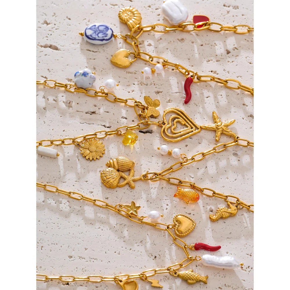 Colar Feminino Estrela com Pérola em Aço Inoxidável 2