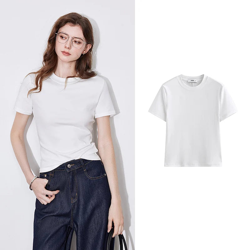 Camiseta Feminina Cropped Slim de Liocel Branca