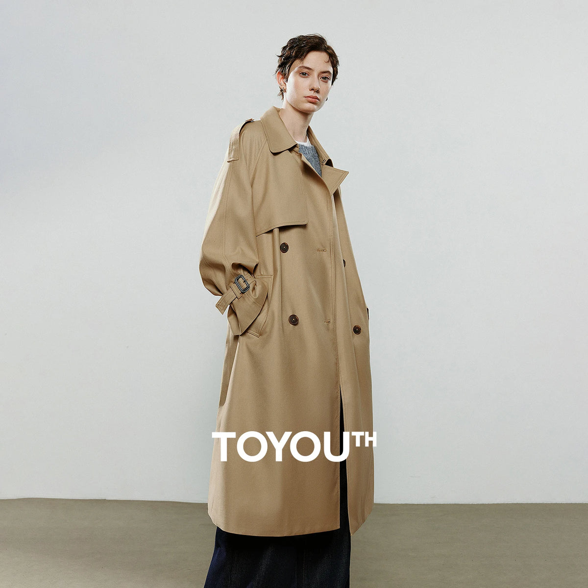 Trench Coat Feminino Midi com Abotoamento Duplo