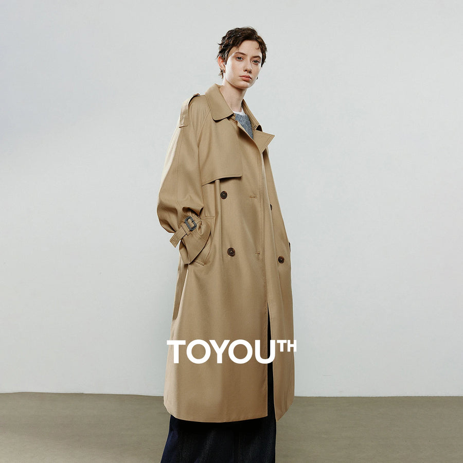 Trench Coat Feminino Midi com Abotoamento Duplo