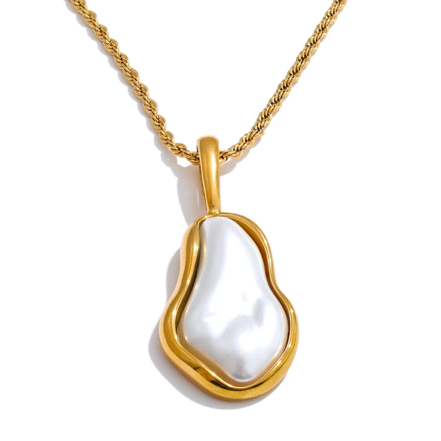Colar Feminino Gota com Pérola em Aço Inoxidável 2 YH3597A