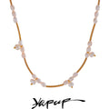 Yhpup Natural Freshwater Pearls Stainless Steel Pipe Handmade Necklace Bracelet Gold Color PVD Plated Fashion Jewelry Bijoux