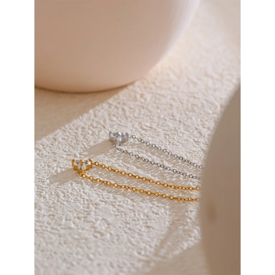 Colar Feminino Flor com Zircônia em Aço Inoxidável 2