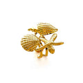Anel Aberto Estrela-do-Mar e Concha com Banho Ouro 18K