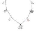 Yhpup Hot Style Natural Pearl Heart Cherry Drop Necklace High Quality Stainless Steel Exquisite Fashion Jewelry for Women YH4537A Platinum